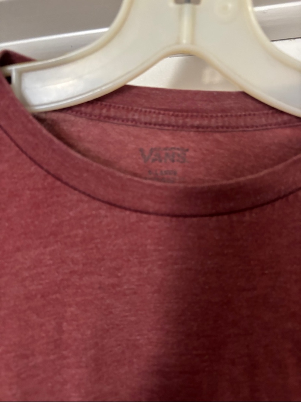 Vans Maroon Long Sleeve Tee with White Checker Logo - Picture 4 of 4